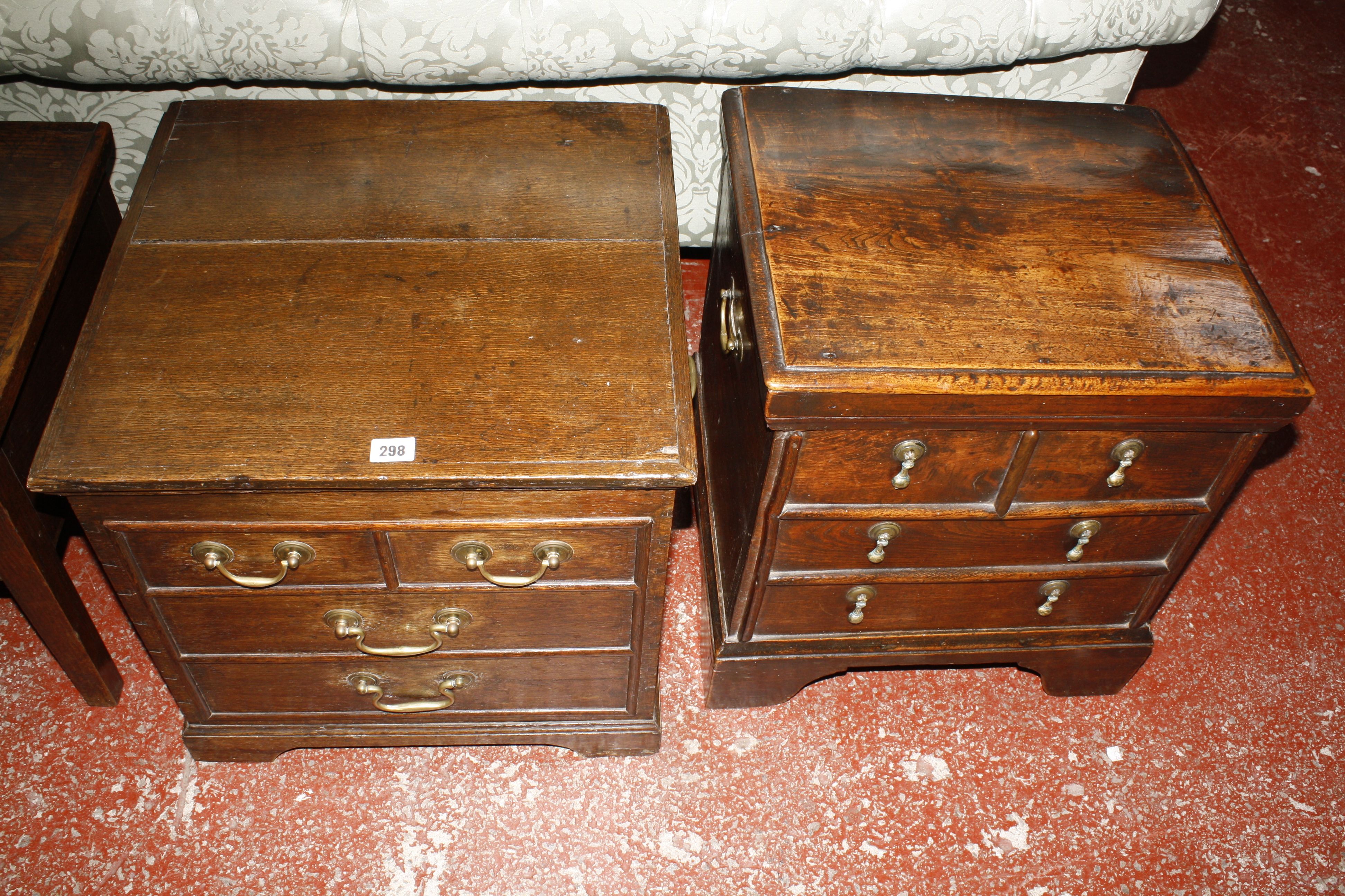 Two similar oak bedside 'commode' style chests