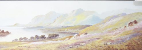 J.. Jameson (20th Century School) 'Loch Vorlich' Watercolour Signed lower right 18cm x 53cm; C.. F..