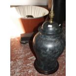 Assorted ceramic vase table lamps, together with metal and wooden ones (eight)