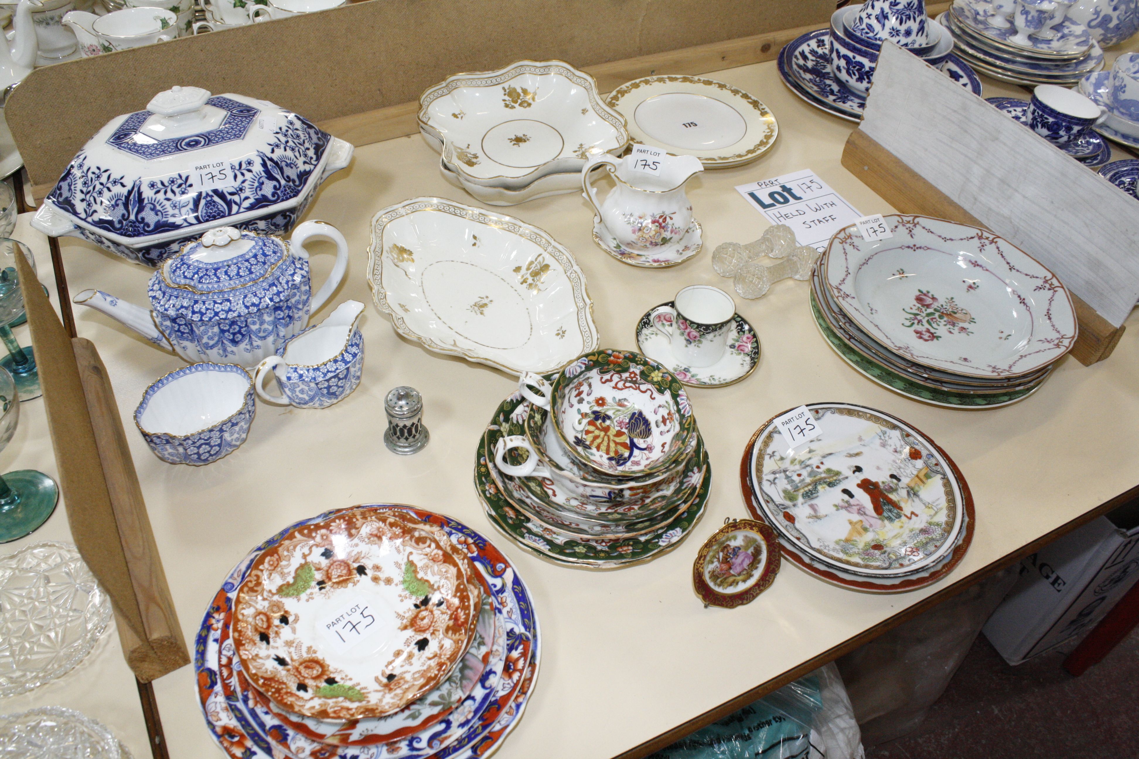 A quantity of decorative ceramics to include a Spode tea pot, sugar bowl and milk jug and other