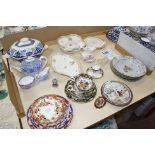 A quantity of decorative ceramics to include a Spode tea pot, sugar bowl and milk jug and other