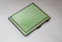 An Art Deco silver and enamel cigarette case, Chester 1939 makers mark G & S