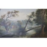 English School (20th Century) A pastoral scene Oil on canvas Signed indistinctly lower right 39cm