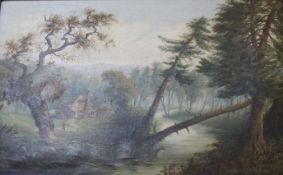English School (20th Century) A pastoral scene Oil on canvas Signed indistinctly lower right 39cm