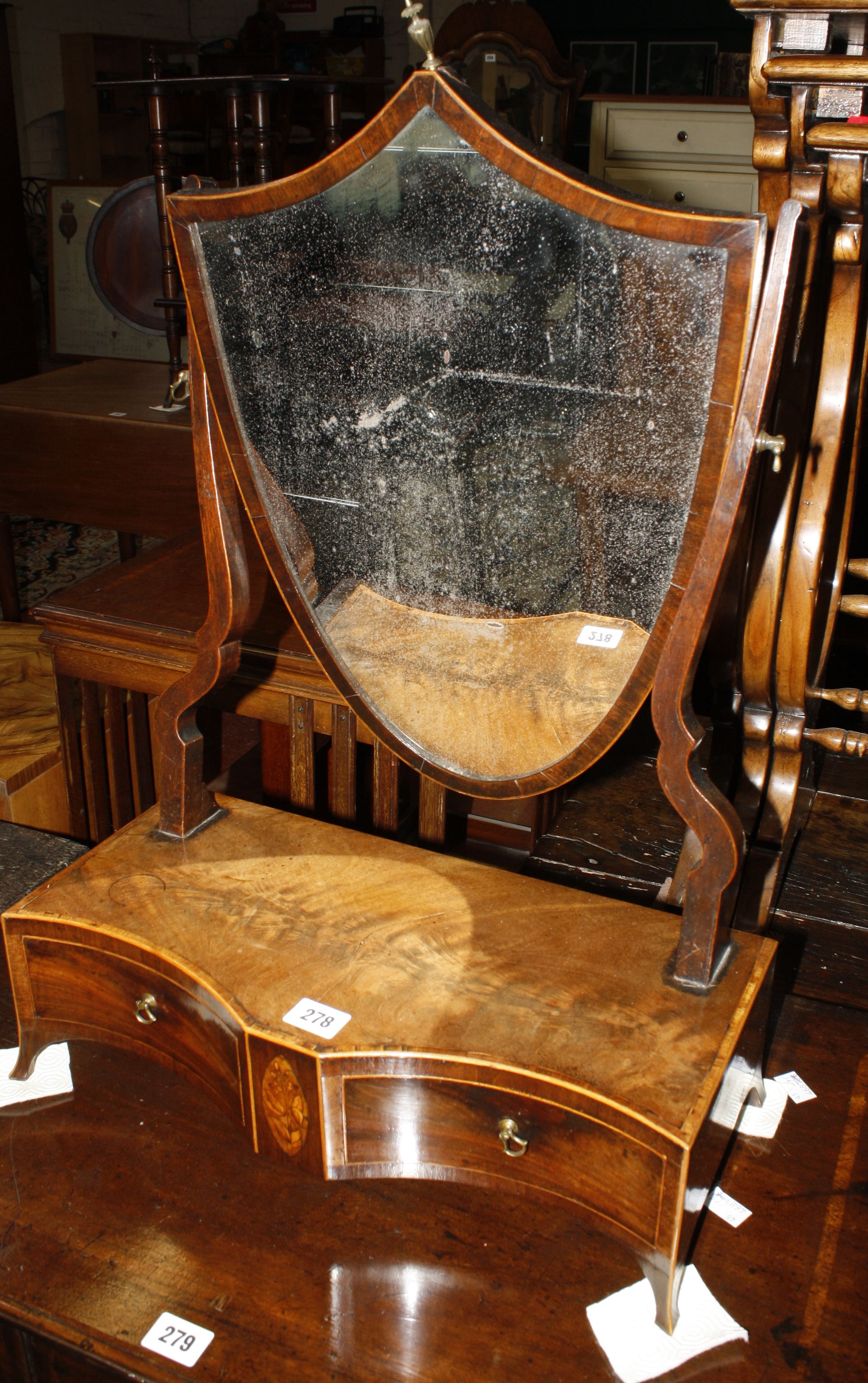 A George III mahogany dressing table mirror