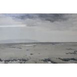 William Dring (1904 - 1990)  'Lymington marsh, Winter' Watercolour  Signed lower left 23cm x 48cm