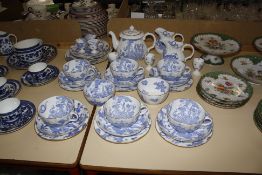 A Royal Worcester Blue Dragon tea service, a Coalport blue and white part tea service, a Dresden