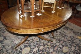 A mahogany oval twin pillar dining table, 20th Century 185cm extended