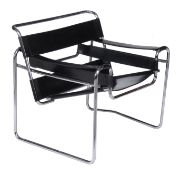 After Marcel Breuer, Wassily chair, tubular chromed steel and leather