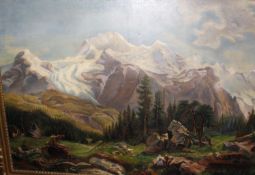 Continental School (20th Century)  Alpine scene Oil on canvas Signed lower left A. Becker 97cm x