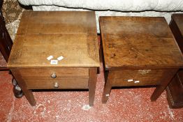 A mahogany  low bedside 'commode' stand and another similar oak example