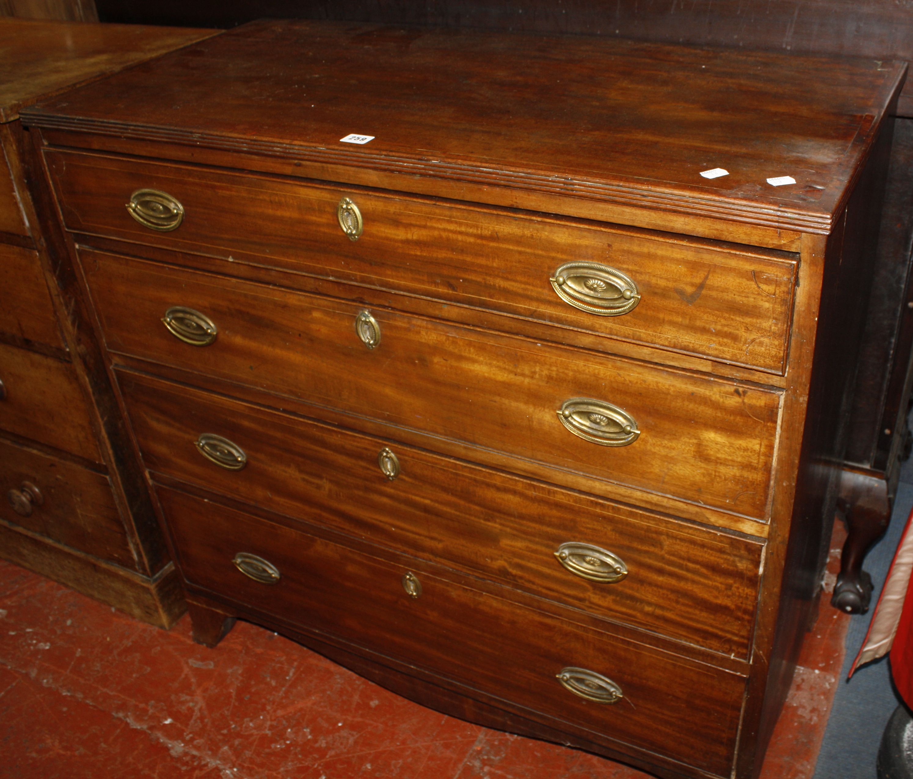 A 19th Century mahogany chest with four long graduated drawers 102cm wide