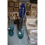 Glassware, circa 1960's, to include two large footed vases and five Wedgwood collector's plates with