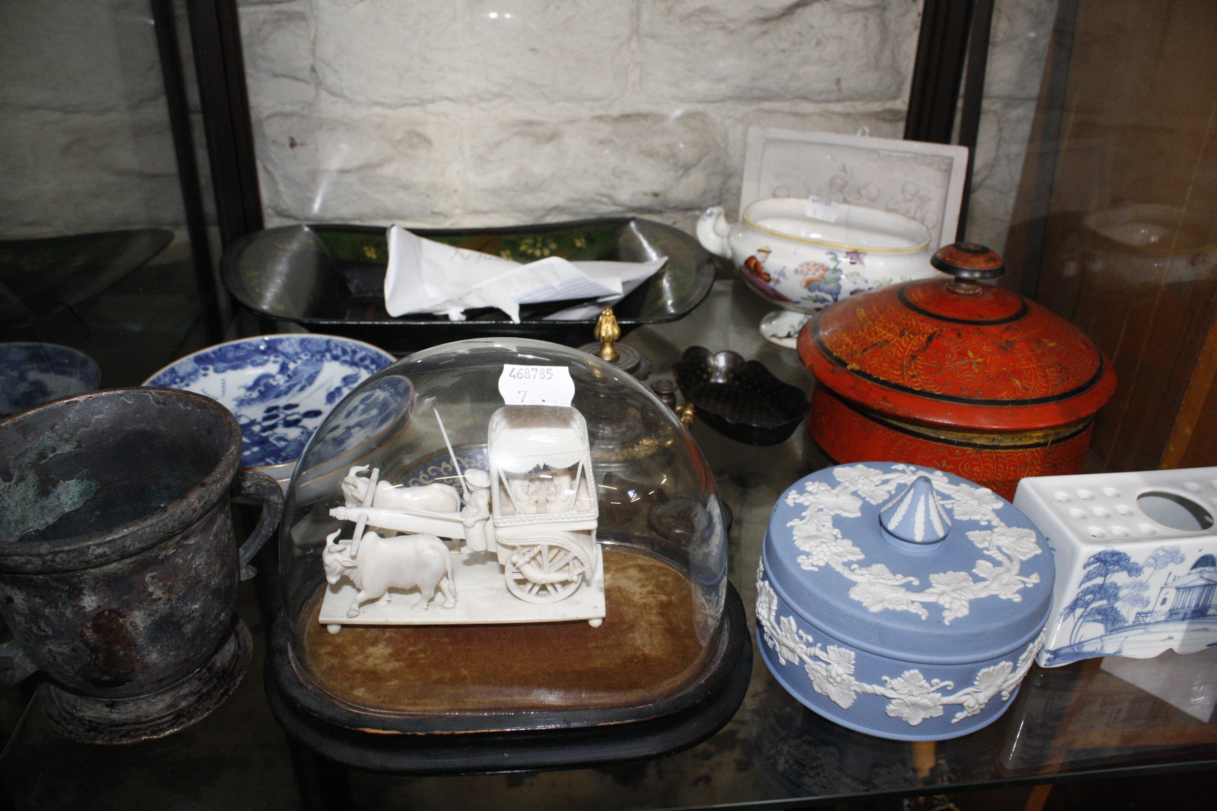 A mixed lot to include assorted ceramics, cloisonné dish, brass escutcheons, inkwell etc