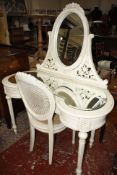 A French cream painted dressing table 120cm wide and chair  Best Bid