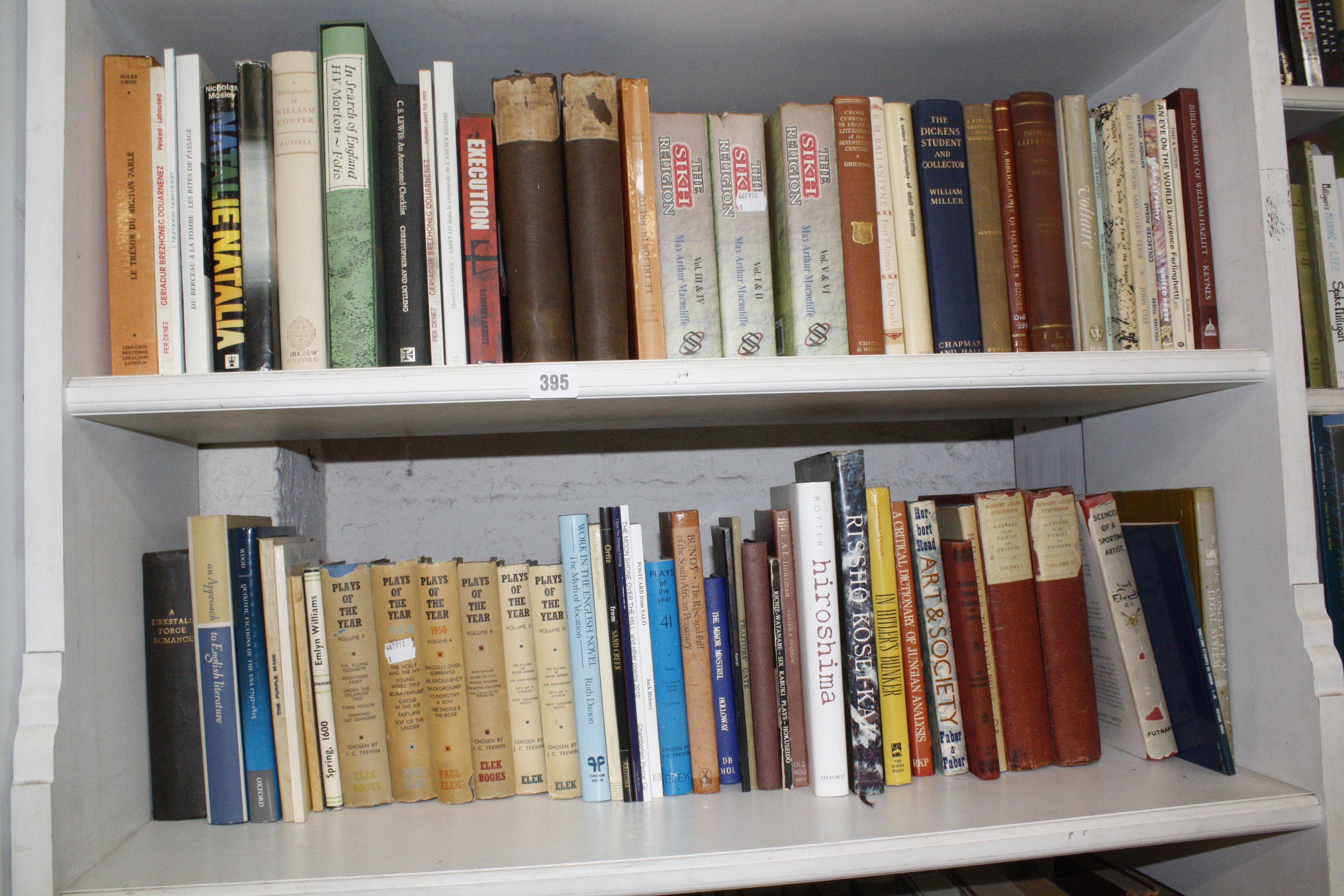 Books. Nine shelves of books covering Ancient history, Politics and Economics throughout the ages