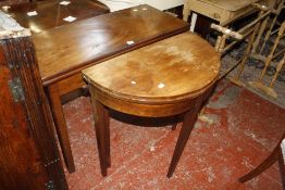 A 19th Century mahogany tea table 92cm wide together with a mahogany demi lune table