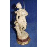 A pottery figure of a classical lady on plinth base