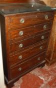 A mahogany dressing chest of five graduated drawers with mirror top (no mirror) 77cm wide   Best