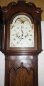 A 19th Century mahogany longcase clock with a painted dial and moon phase 227cm high