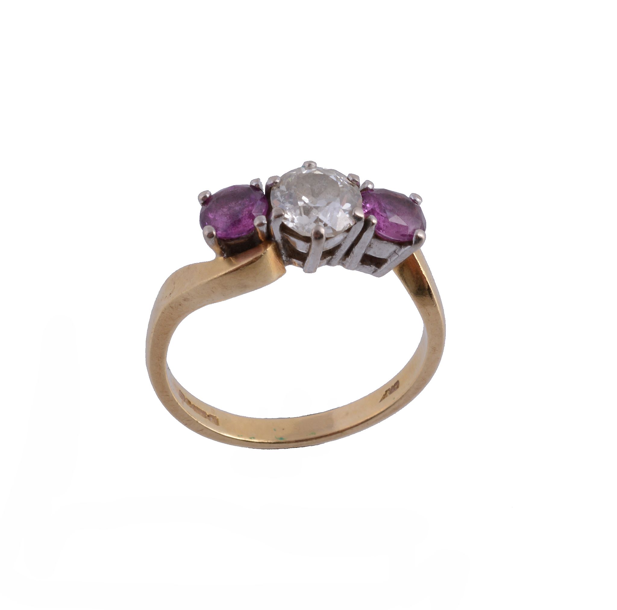 An 18 carat gold pink sapphire and diamond ring, the brilliant cut diamond estimated to weigh 0.85 - Image 3 of 3