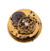 A fine French Louis XVI gilt brass quarter-repeating verge pocket watch movement Charles Le Roy,
