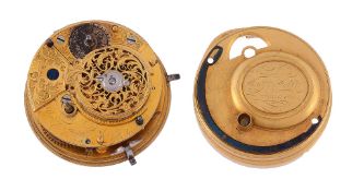 A George III gilt brass pocket watch movement  Thomason Fitter, London, late 18th century  The gilt