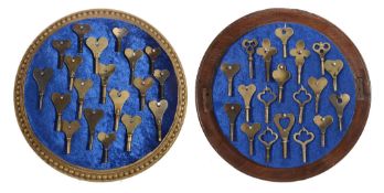 A collection of thirty-eight table clock winding keys Mainly early to mid 19th century  Now