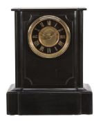 A rare French Belge noir marble mantel clock with keyless centre-winding arbor Retailed by E.