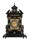 A fine and rare Neapolitan silver-gilt mounted ebonised architectural table timepiece with silent-