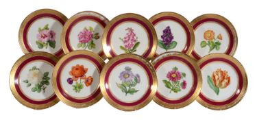 Ten Paris porcelain plates, early 19th century  Ten Paris porcelain (Marc Schoelcher, Rue Faubourg