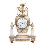 A French marble and ormolu mounted mantel clock, unsigned  A French marble and ormolu mounted mantel
