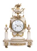 A French marble and ormolu mounted mantel clock, unsigned  A French marble and ormolu mounted mantel