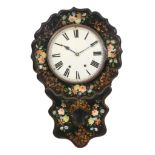 A Victorian black lacquer drop dial wall clock , second half 19th century  A Victorian black lacquer