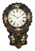 A Victorian black lacquer drop dial wall clock , second half 19th century  A Victorian black lacquer