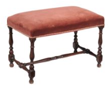 An oak and upholstered stool , 19th century  An oak and upholstered stool  , 19th century, the