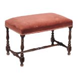 An oak and upholstered stool , 19th century  An oak and upholstered stool  , 19th century, the