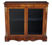 A Victorian burr walnut display cabinet, circa 1870  A Victorian burr walnut display cabinet,