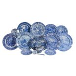 A selection of Staffordshire blue and white printed pearlware  A selection of Staffordshire blue and