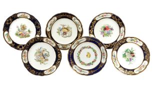 Eleven similar Sevres later decorated plates, the decoration 19th century  Eleven similar Sevres