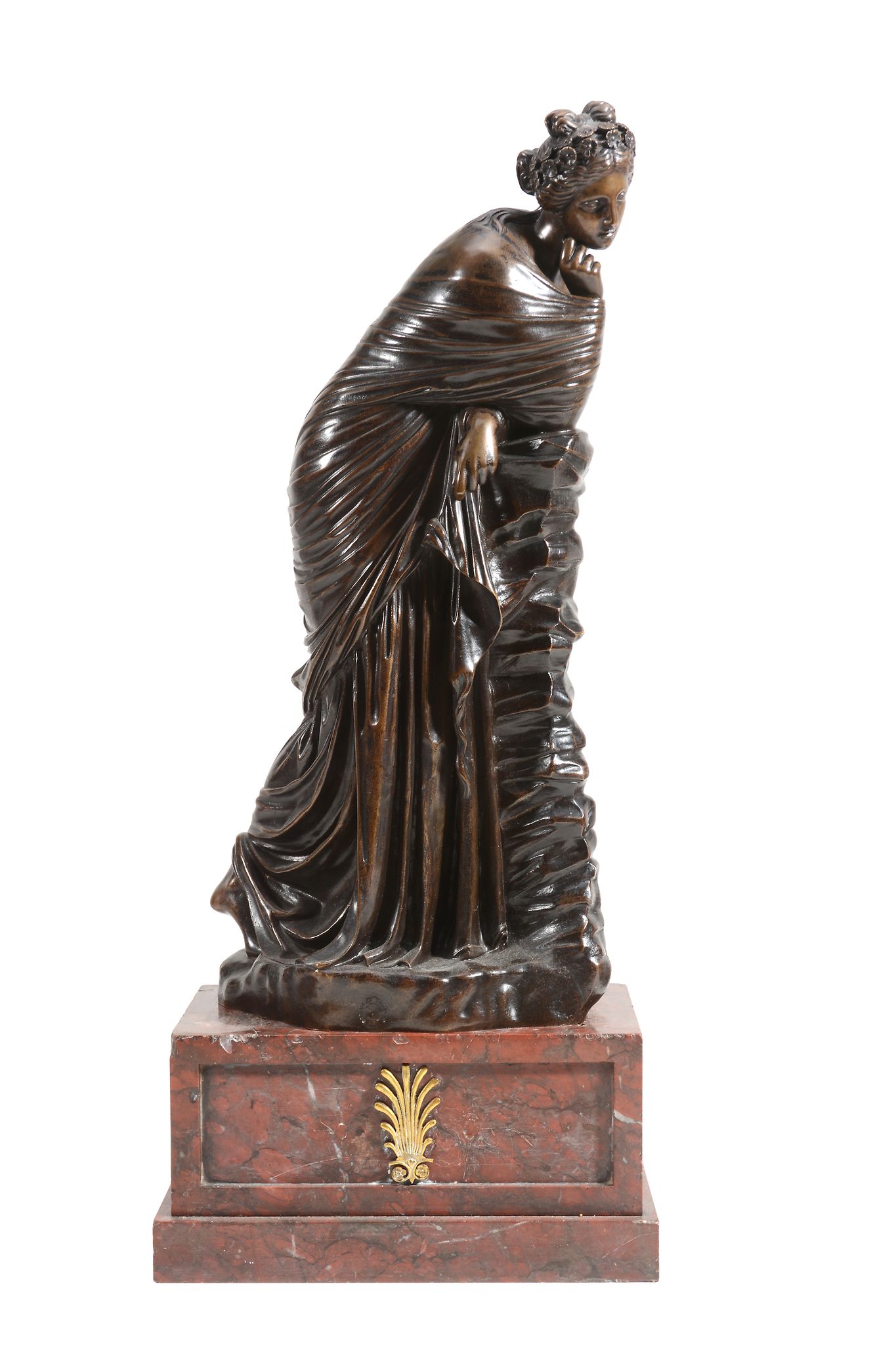 A French patinated bronze model of a maiden, third quarter 19th century  A French patinated bronze