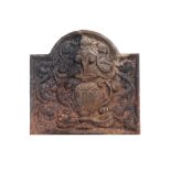 A cast iron fireback in 17th century style, 19th century  A cast iron fireback in 17th century