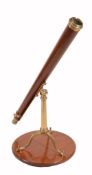 A George III mahogany and brass 2.5 inch refracting telescope, unsigned  A George III mahogany and