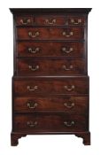 A George III mahogany secretaire chest on chest , circa 1790  A George III mahogany secretaire chest