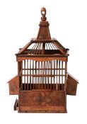 A fruitwood aviary , mid 19th century, of rectangular section with parquetry...  A fruitwood aviary
