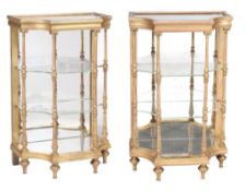 A neat pair of giltwood, glass, and mirrored shelves , 19th century and later  A neat pair of