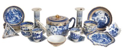 A selection of blue and white ceramics, late 18th and 19th centuries  A selection of blue and