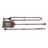 A set of three late George III fire irons, early 19th century  A set of three late George III fire