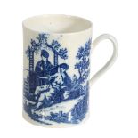 A Caughley porcelain blue and white printed mug , circa 1780, printed with  A Caughley porcelain