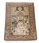 A Persian silk rug, approximately 278 x 170cm  A Persian silk rug,   approximately 278 x 170cm